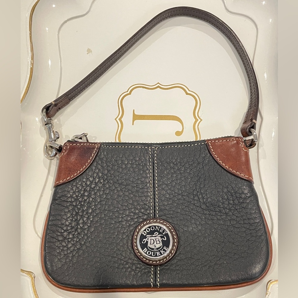 Dooney & Bourke Black and Brown Clutch with Wristlet